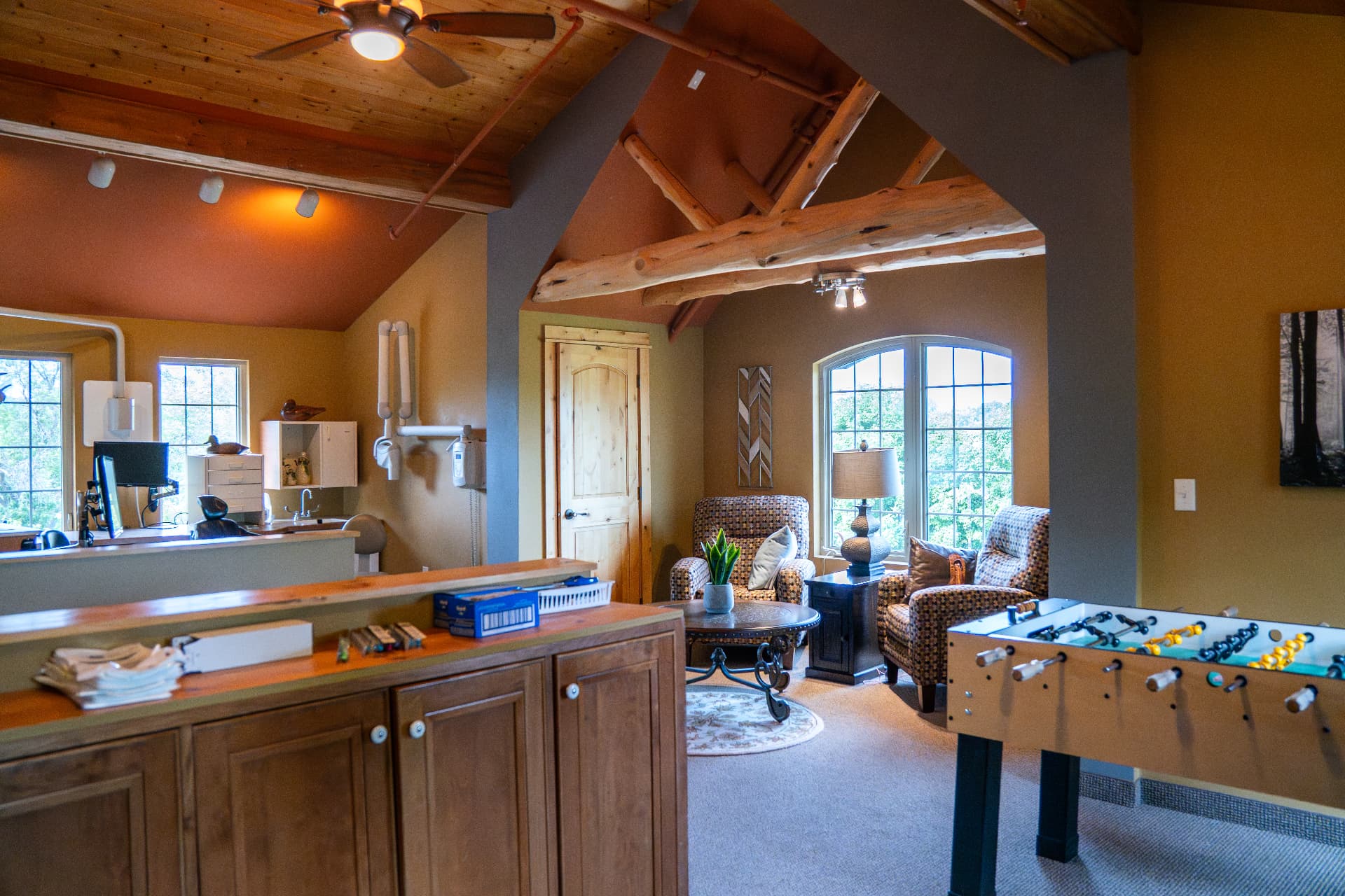 20. The attic kitchenette and game area.